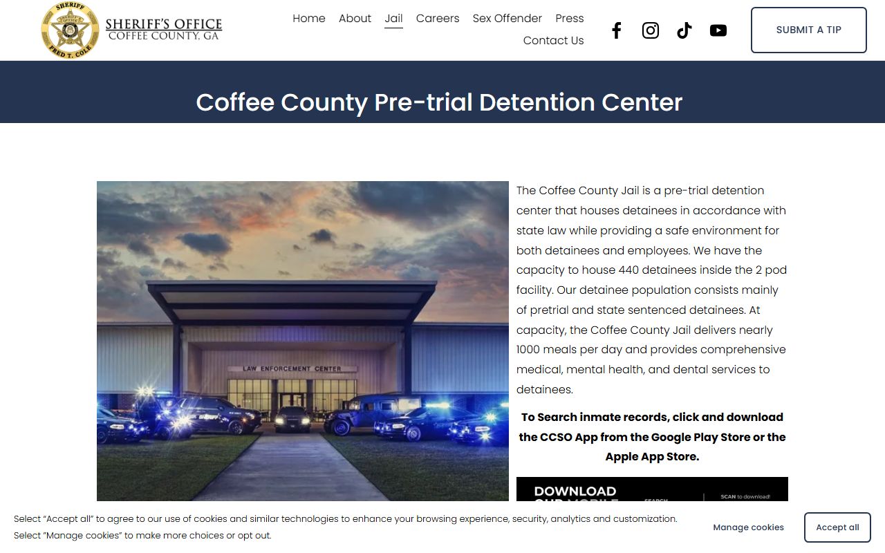 Coffee County Pre-Trial Detention Center inmate roster search for Clinch detainees