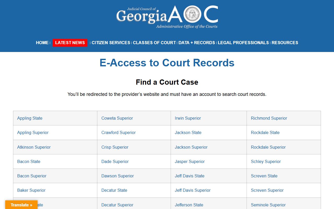 Clinch County court records after arrest e-access route